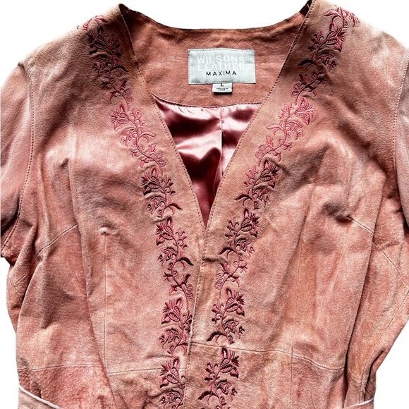 Wilsons Leather Jackets & Blazers - Wilson Leather Suede Maxima Pink  Embroidered Jacket